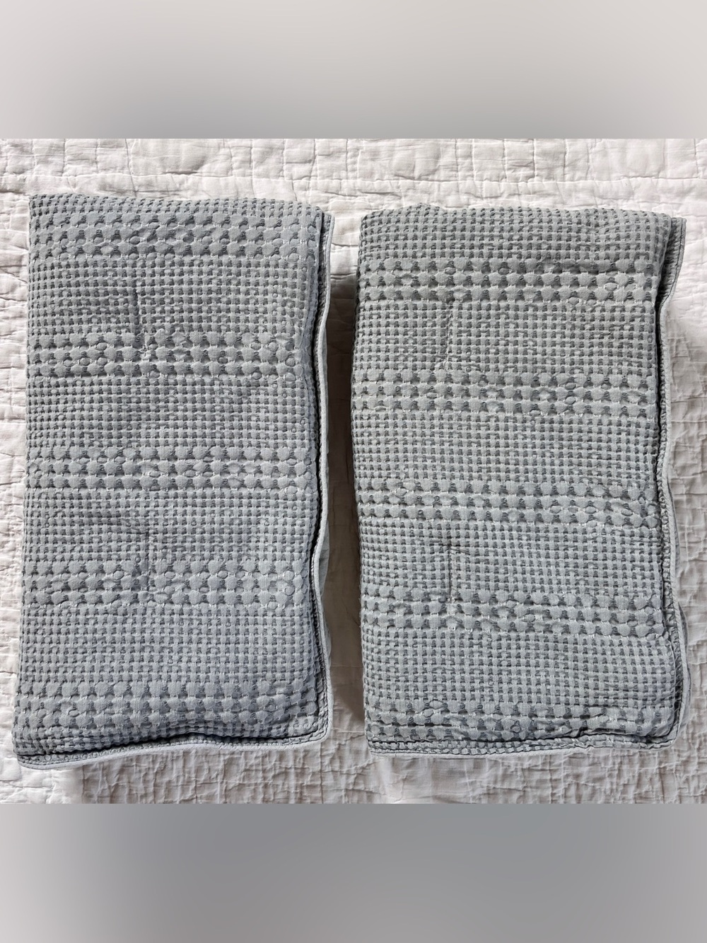 x2 Pottery Barn Honeycomb Quilted Sham Green Blue Gray King 100% Cotton 2022